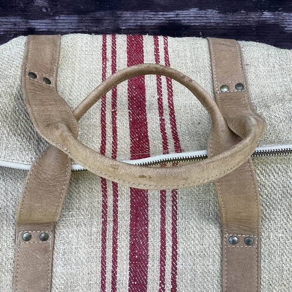 NEW free people Duffel jute linen weekender BAG - Picture 6 of 10